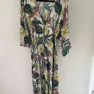 Floral Maxi Dress with Green and Yellow Accents